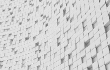 Beyaz küpleri 3d render soyut geometrik şekil. Fütüristik moda parlak arka plan.