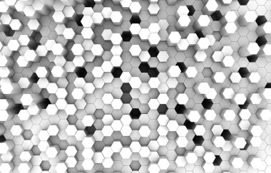 Duo sesi altıgen 3d arka plan doku. 3D render illüstrasyon. Fütüristik arka plan.