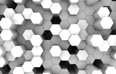 Duo sesi altıgen 3d arka plan doku. 3D render illüstrasyon. Fütüristik arka plan.