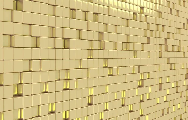 Forma Geométrica Abstracta Cubos Oro Render Fondo Oro Brillante Moda — Foto de Stock