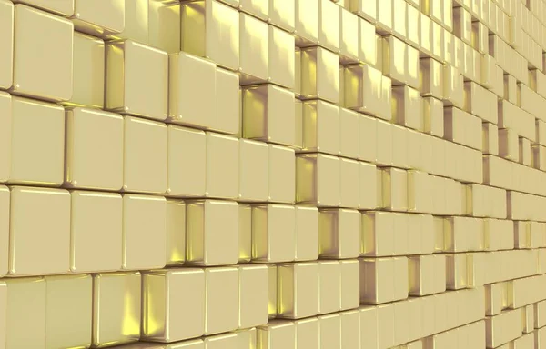 Abstrakt Geometrisk Form Gyllene Kuber Render Futuristiska Gammaldags Glänsande Guld — Stockfoto