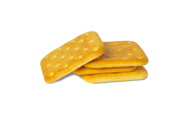 Vier Knackige Golden Cracker Isoliert Auf Weißem Hintergrund — Stockfoto