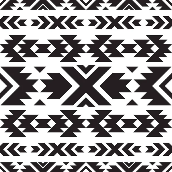 Naadloze tribal Zwart-wit patroon — Stockvector