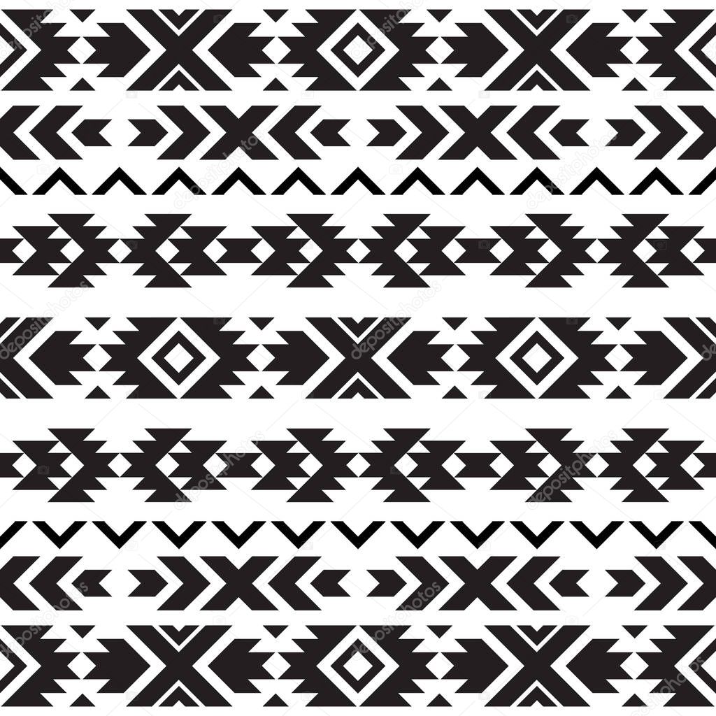 Seamless tribal black and white pattern