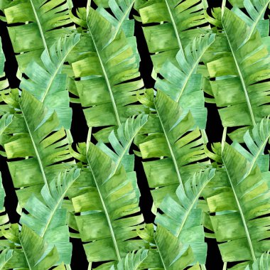 Palmiye yapraklarıyla sulu boya deseni