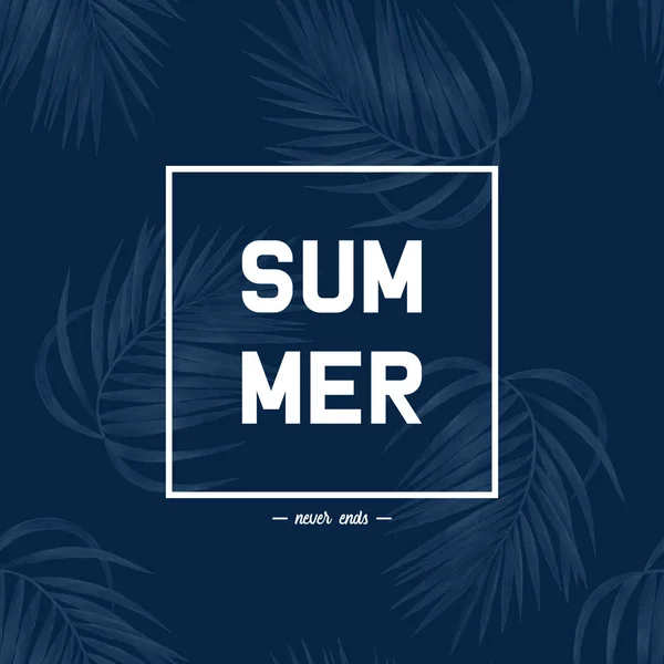 Jungle background with frame and type design - summer never ends