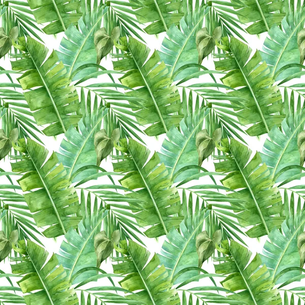 Exotic watercolor jungle seamless pattern — Stock Photo, Image