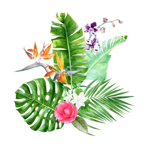 Watercolor tropical bouquet — Stock Photo, Image