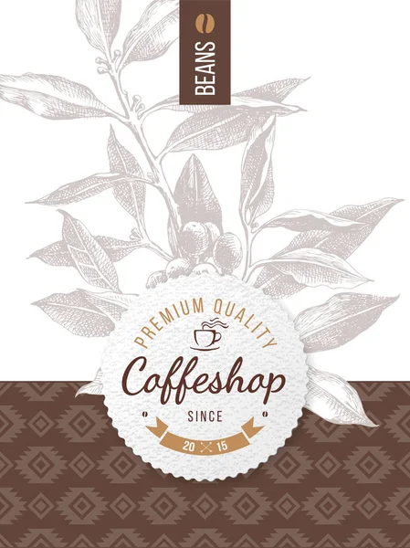 Koffie design met coffeshop ronde embleem — Stockvector