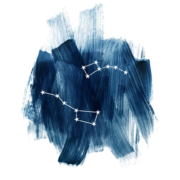 圆的组成与大北斗和小北斗星座在深蓝色的天空 矢量插图 — 图库矢量图片