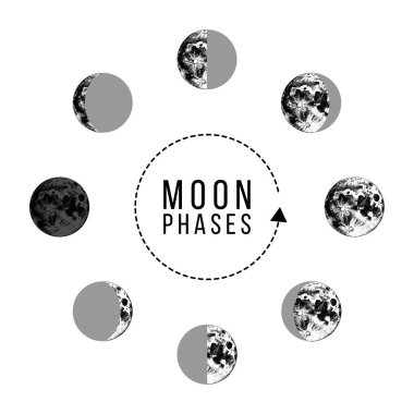 Moon simgeler - bütün dolunay için yeni ay döngüsü aşamaları