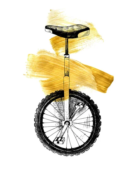 Monocycle dessiné à la main — Image vectorielle