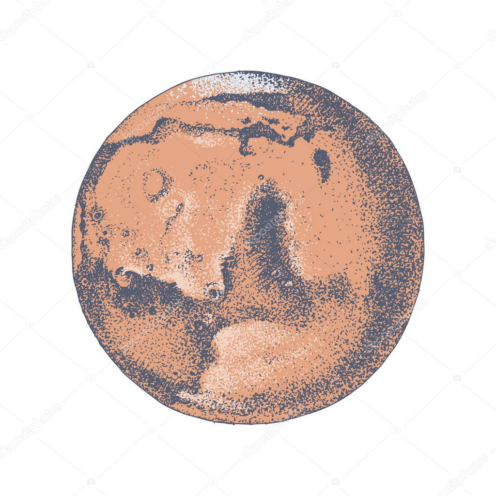 Hand drawn planet Mars