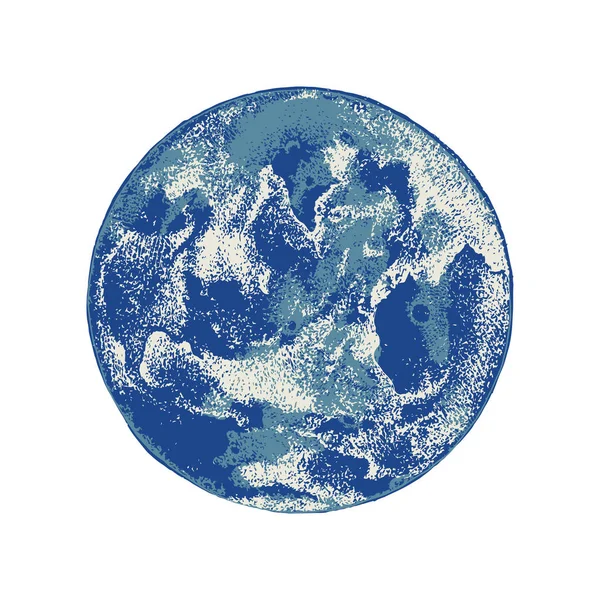 Elle çizilmiş dünya gezegen. Gökyüzü görünümü — Stok Vektör