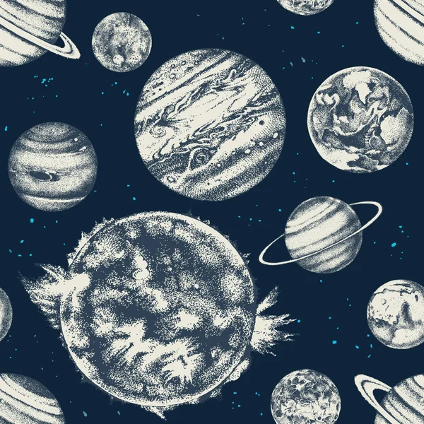 Vecteur sans couture avec les planètes du système solaire — Image vectorielle