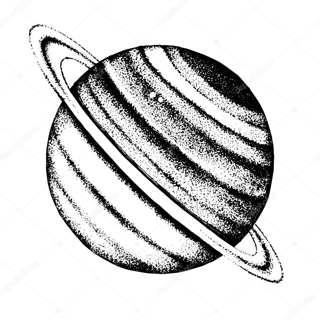 Hand drawn Saturn planet