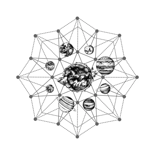 Système solaire géométrie sacrée — Image vectorielle