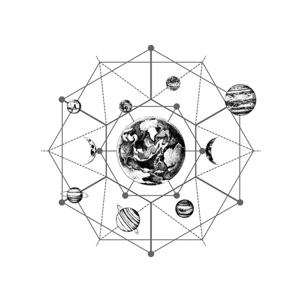 Świętej geometrii układu słonecznego — Wektor stockowy