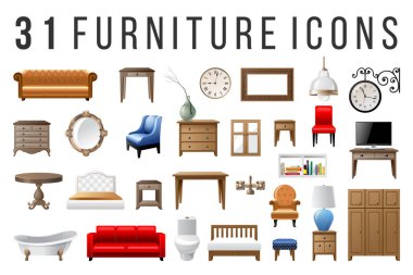 31 mobilya simgeler kümesi