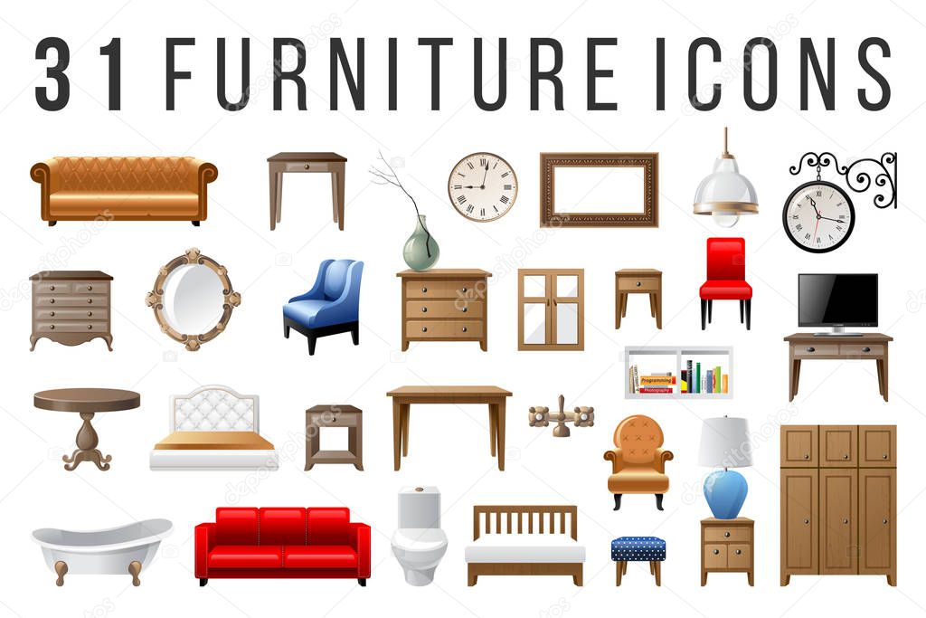 Set of 31 furniture icons