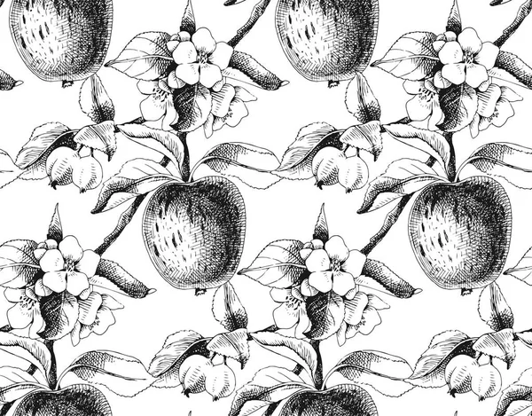 Seamless mönster med apple grenar — Stock vektor