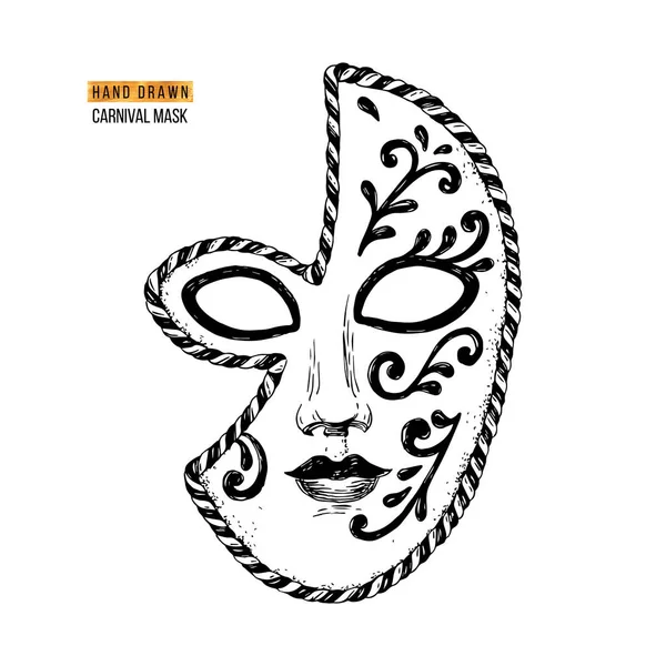 Elle çizilmiş Venedik Karnavalı yüz maskesi — Stok Vektör