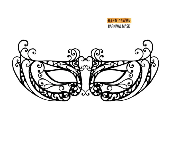 Hand getekende Venetiaanse carnaval metalen masker — Stockvector