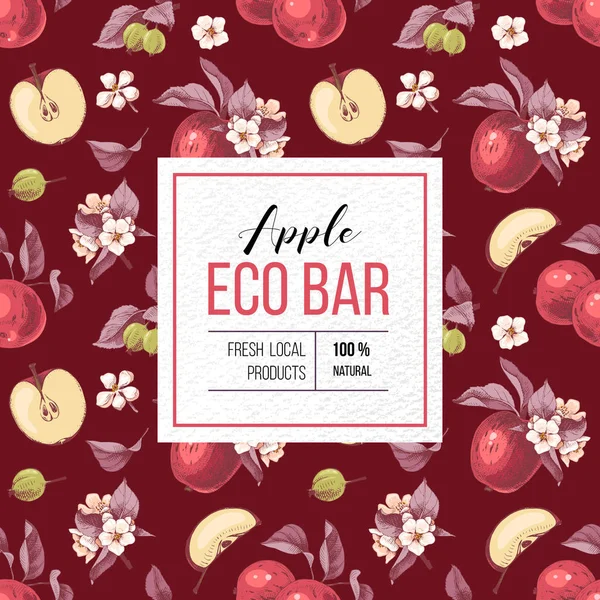 Eco barra emblema de papel de manzana — Archivo Imágenes Vectoriales