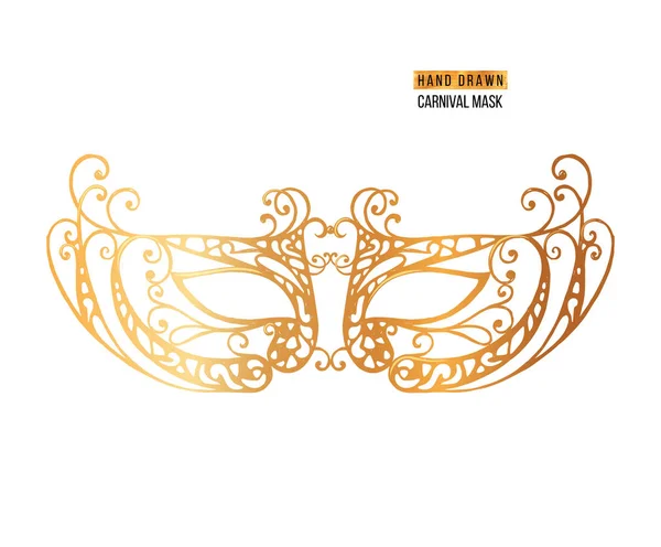 Handgezeichnete venezianische Karneval Metallic-Maske — Stockvektor