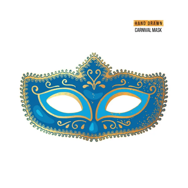 Maschera veneziana di carnevale disegnata a mano — Vettoriale Stock