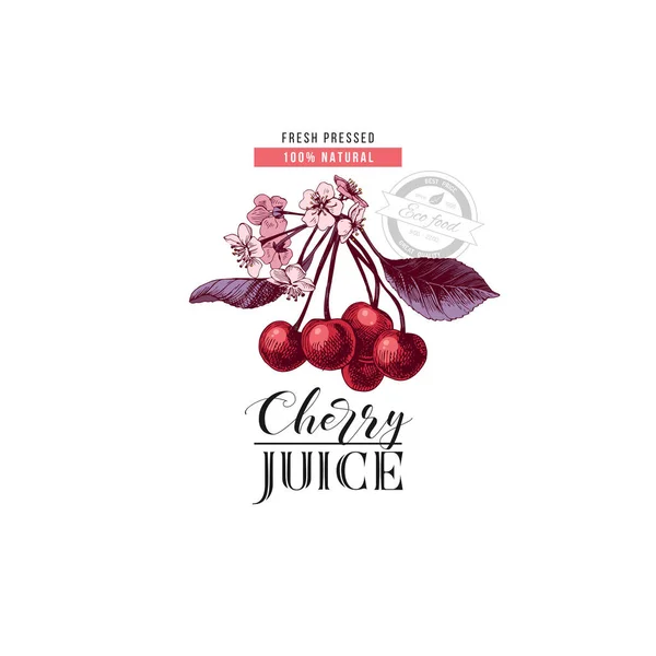 Cherry juice logo template — Stock Vector