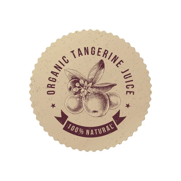 Emblema de papel de jugo de mandarina orgánica — Archivo Imágenes Vectoriales