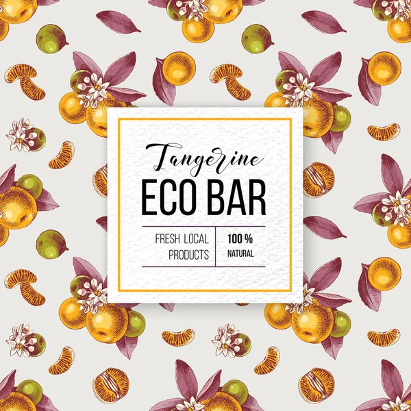Emblema di carta mandarino Eco bar — Vettoriale Stock