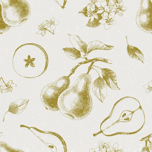 Seamless pattern with hand drawn pears — Stock Vector