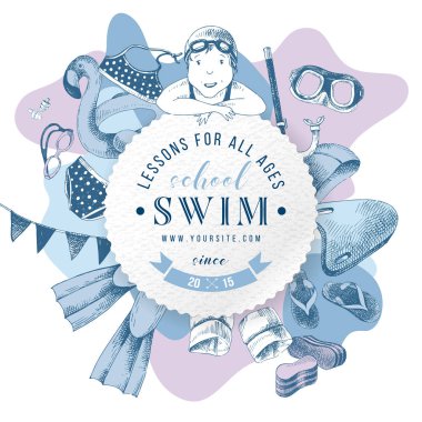 Swim school emblem clipart