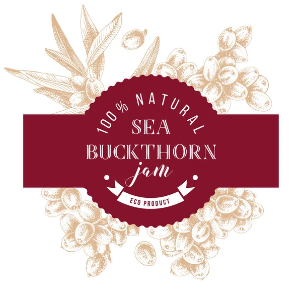 Emblema de papel de geléia do mar buckthorn — Vetor de Stock