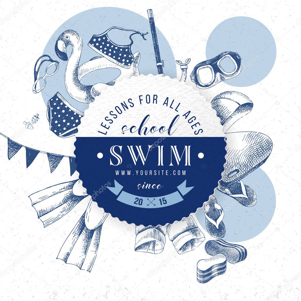 Swim school emblem