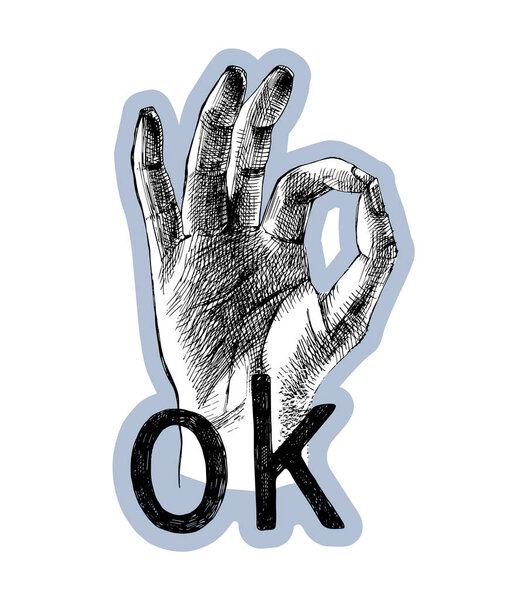 Hand drawn Ok hand gesture