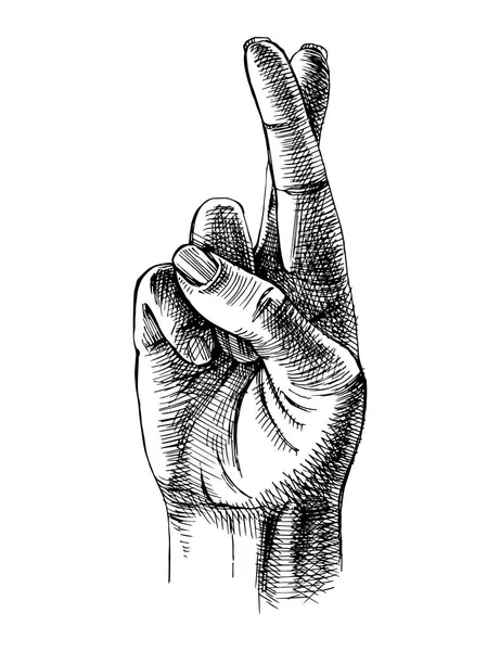 Croquis croisé des doigts — Image vectorielle