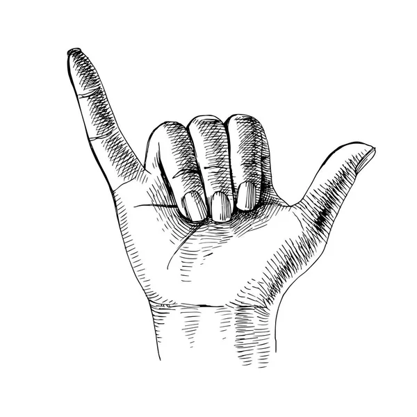 Sketched shaka hand — Stock Vector