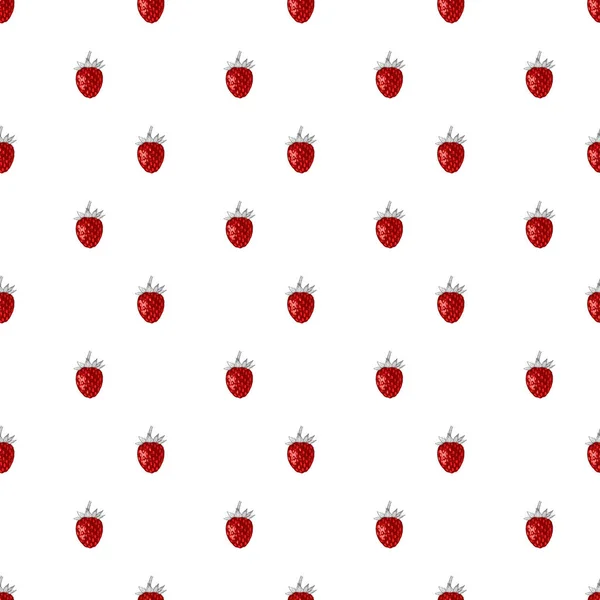 手绘野生草莓的无缝图案 — 图库矢量图片