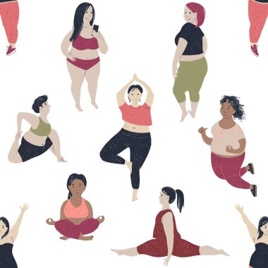 Farklı boyut ve beden oranlarda kadın ile Seamless Modeli.