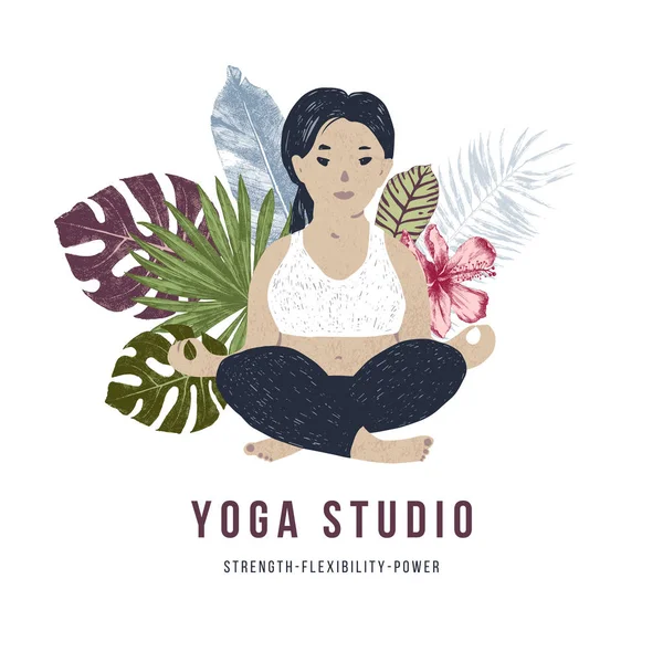 Body positive yoga concept — Stock Vector