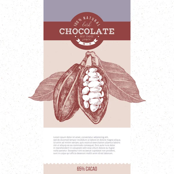 Banner met hand getekende cacaobonen — Stockvector