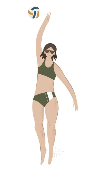 Fille jouer au beach volley — Image vectorielle