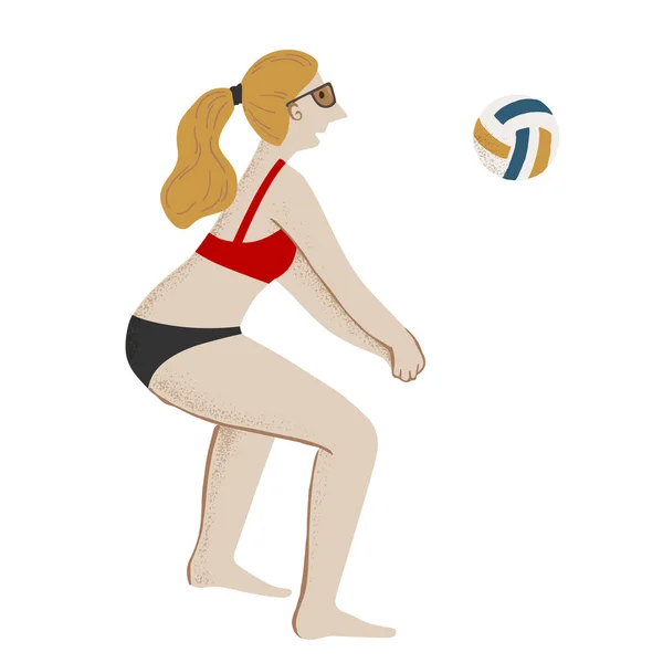 Flicka spela beachvolley — Stock vektor