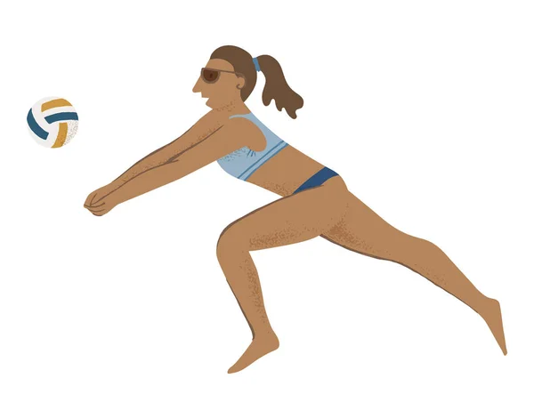 Fille jouer au beach volley — Image vectorielle