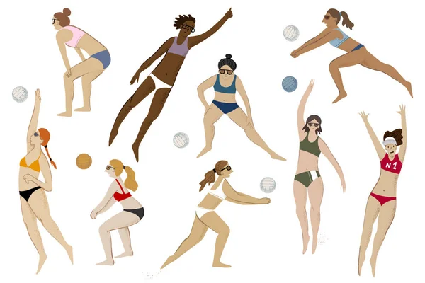 Beach volleyball players — Stock Vector
