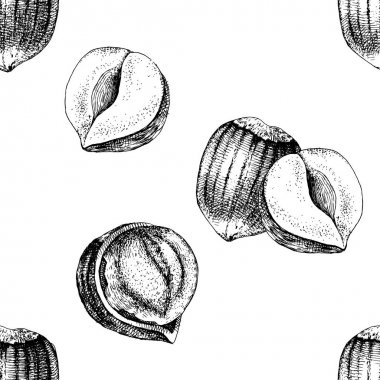 Elle çizilmiş fındık ile dikişsiz desen