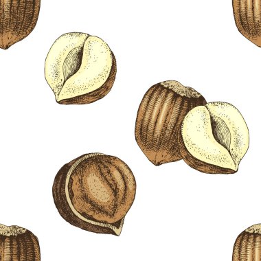 Elle çizilmiş fındık ile dikişsiz desen